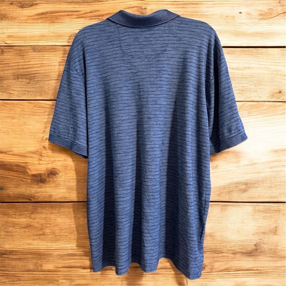 Tommy Bahama Mens Gulf Coast Striped Polo Island Navy Blue Short Sleeve Collared - Picture 3 of 8